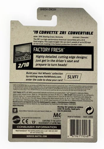Vista 2 de DieCast Hot Wheels '19 Corvette ZR1 Convertible (naranja), 2020 Factory Fresh 2/10