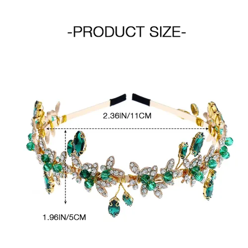 Vista 3 de JEAIRTS Diadema de diamantes de imitación verde esmeralda, accesorios para el cabello para mujer