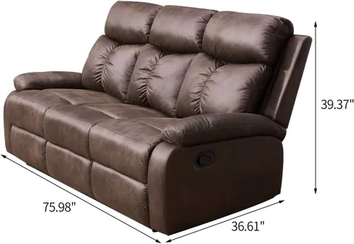 Vista 2 de Betsy Furniture Juego de sofá reclinable de tela de microfibra para sala de estar en marrón 8065 (sofá)