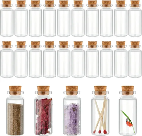 Vista 13 de Patelai 100 tarros pequeños de vidrio con tapas de corcho, mini botellas de poción a granel, pequeños frascos de hechizos para manualidades