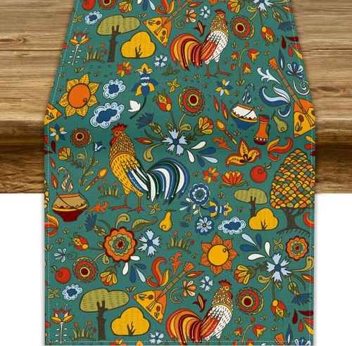 Vista 24 de Camino de mesa de estilo rústico retro, decoración de mesa de cocina, sala de estar, comedor, para el hogar, con diseño de osos, alces, ciervos