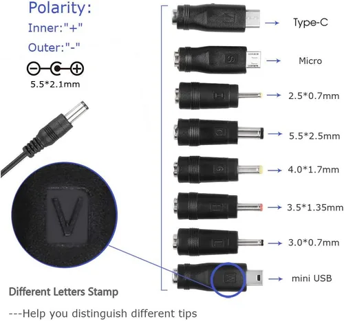 Vista 3 de DC 5V 2A 2000mA Fuente de alimentación Cargador Multi Tips Adaptador de CA de 10 W con 8 conectores de conmutación múltiples seleccionables