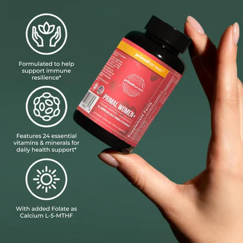 Vista 6 de Primal Harvest Multivitamínico para mujeres Vitamina A, vitamina C, vitamina D y E, vitamina B12, B6, biotina, suplementos de zinc, 60 cápsulas