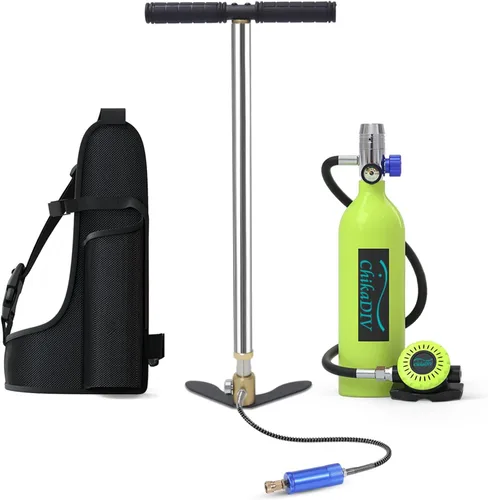 Vista 9 de Scuba Tank,1L Mini Scuba Tank Portable Lung Tank with Pump Un negro