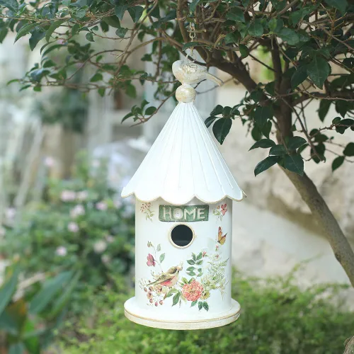 Vista 9 de Casas de pájaros colgantes de metal para exteriores, casitas de pájaros para exteriores, nido de pájaros único para pájaros azules, pajarillos