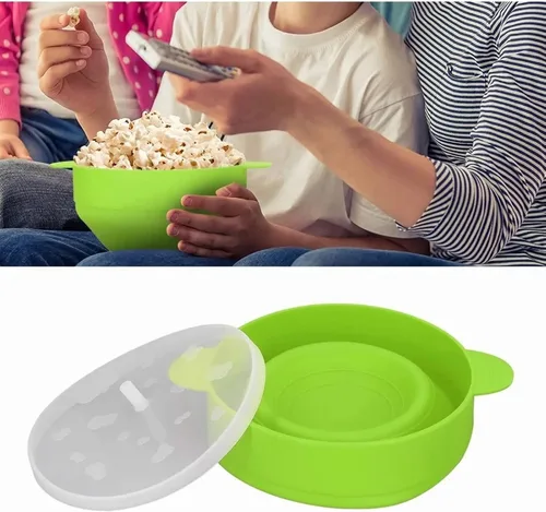 Vista 3 de The Original Popco - Popco - Palomitas de maíz de silicona para microondas con asas, tazón plegable sin BPA y apto para lavavajillas