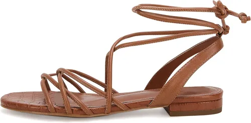 Vista 3 de Ermonn Sandalias planas con cordones para mujer con tirantes y punta abierta, tirantes cruzados y casuales de verano