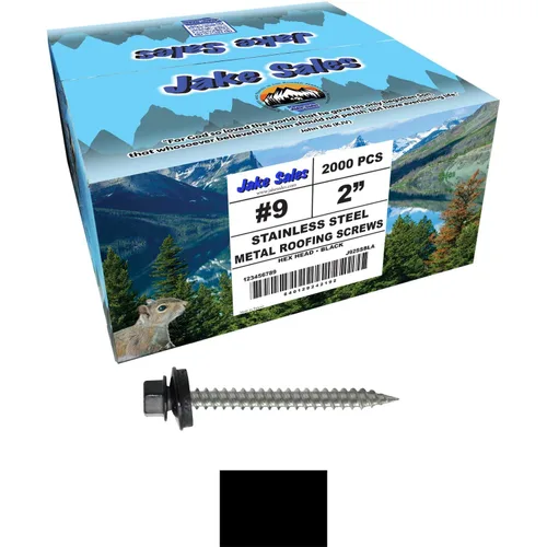 Vista 13 de 9 x 1 ABC Gray Stainless Steel Metal Roofing Screws - Hex Washer Head - Self-Piercing (SP) tip Metal to Wood siding Screws - EPDM Washer. 1 x 250