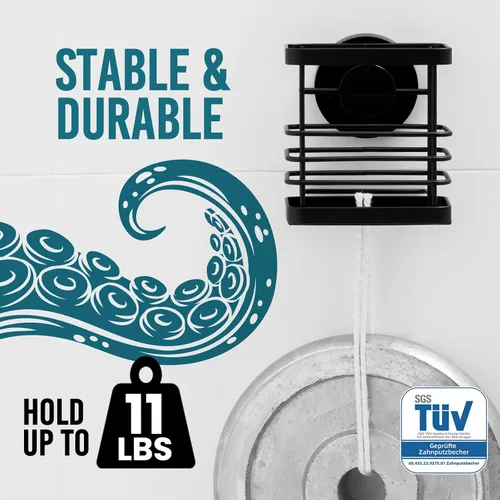 Vista 3 de TAILI - Portacepillos patentado con ventosa, soporte para cepillo de dientes de acero inoxidable anti-acumulación de agua para ducha, organizador