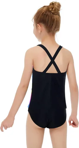 Vista 5 de Jimmy Bahamas Traje de baño para niñas, tankini de 2 piezas, parte superior halter con parte inferior