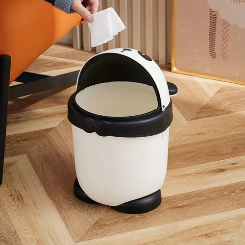 Vista 3 de Happyyami Bote de basura pequeño de dinosaurio para habitación de los niños, bote de basura para oficina, papelera de panda de dibujos animados