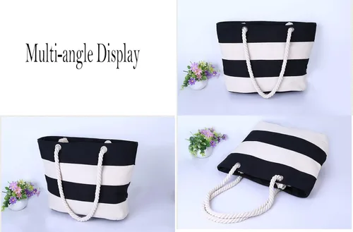 Vista 3 de Nevenka Bolso de playa de lona con cremallera de asa superior bolso de hombro bolsas de compras