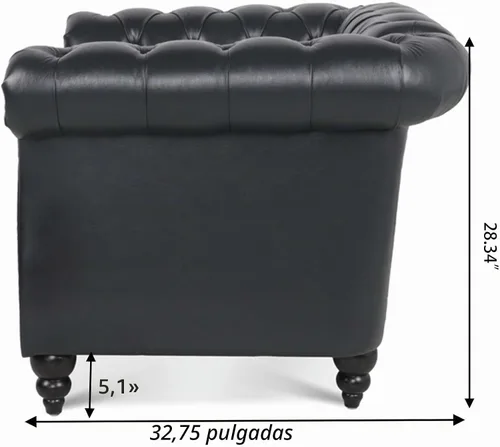 Vista 7 de LEVNARY Sillón Tapizado en Cuero, Silla Sofá Individual Estilo Mediados de Siglo Moderno con Brazos Curvos y Tachuelas, Silla Chesterfield de Cuero