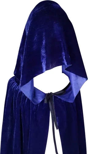 Vista 7 de NC - Disfraz de Halloween con capucha para disfraz de brujas unisex para adultos, Azul Patchwork, 150