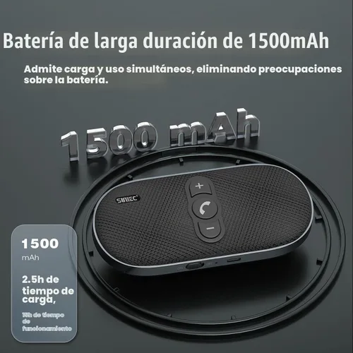 Vista 5 de Altavoz Bluetooth para coche manos libres: Altavoz Bluetooth de 6 W para teléfono celular - Kit de coche manos libres inalámbrico Soporte Siri