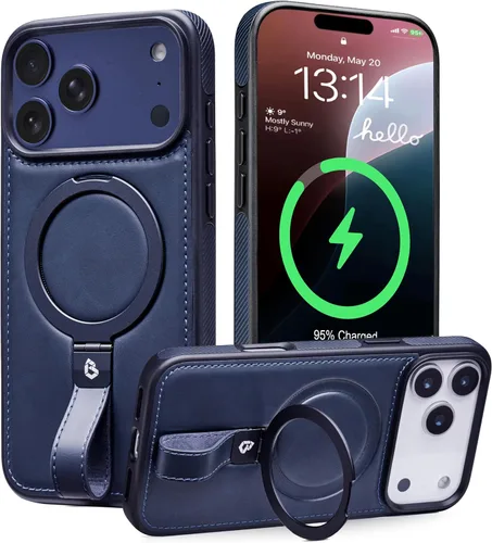 Vista 29 de Butaiga - Funda para iPhone 12 Pro Max con correa de cuero, soporte de anillo, color negro Finger Loop, Relieve Smartphone Pinky Strain