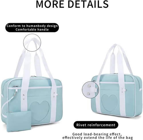 Vista 6 de Bolso japonés con ventana en forma de corazón versátil como bolso de hombro para computadora portátil