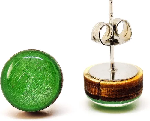 Vista 2 de Juego de Aretes de Tuercas, Brillo, 10 mm, Tuercas Redondas para Mujeres, Niñas y Hombres, Hecho a Mano, Postes de Acero Inoxidable para Orejas