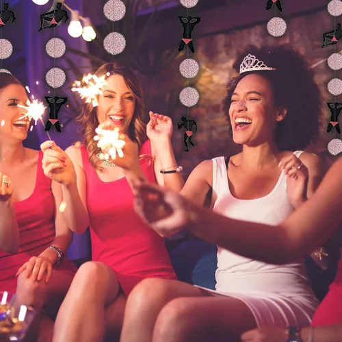 Vista 4 de Decoraciones de despedida de soltera - Guirnalda colgante de bailarín para hombre de stripper Cumpleaños, telón de fondo de serpentina