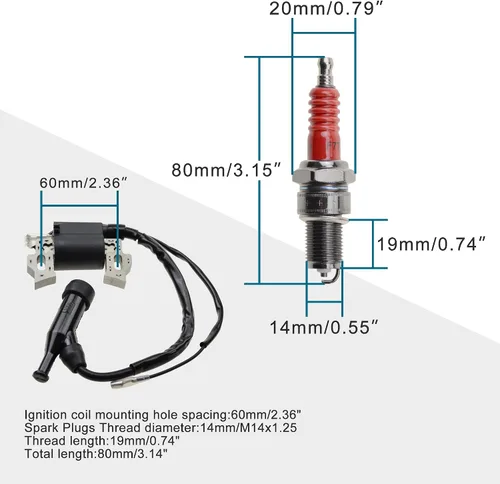 Vista 2 de GOOFIT Bobina de encendido Magneto Generador con bujías F7TC Reemplazo para GX120 GX160 GX200 GX240 GX270 GX340 GX390 Motor Cortacésped Tractor
