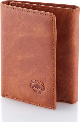 Vista 8 de Stealth Mode Trifold portafolios de piel RFID bloqueo, bolso para hombres