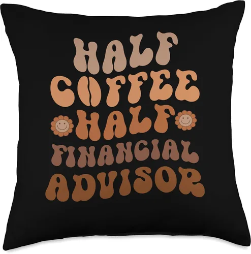 Vista 5 de Matching Financial Advisor Gifts, Half Financial Advisor Groovy Coffee Lover - Almohada de 16 x 16 pulgadas, multicolor