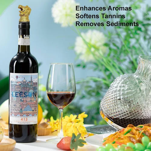 Vista 4 de Boquilla aireadora de vino con cabeza de león, accesorios de vino blanco, funciona con abridor de vino para entusiastas principiantes, vertedores