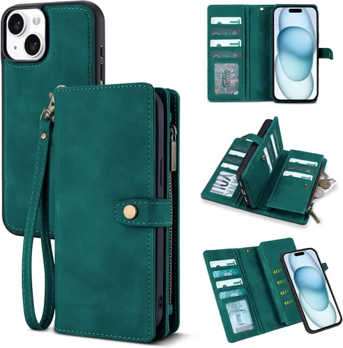 Vista 65 de TwoHead Funda tipo cartera para iPhone 12 Pro Max con tarjetero, funda magnética desmontable para teléfono 12 Pro Max, piel sintética, a prueba