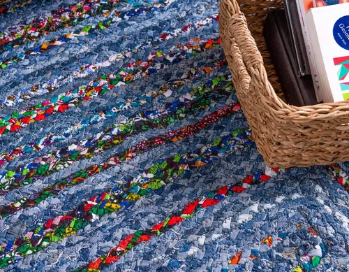 Vista 6 de Unique Loom Trenzado Chindi Collection - Alfombra casual moderna azul/azul oscuro (2' 0 x 3' 0)