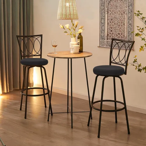 Vista 2 de Deisy Dee 4 fundas de asiento redondas para taburetes de bar, fundas elásticas para sillas redondas de 13 a 16 pulgadas (negro)