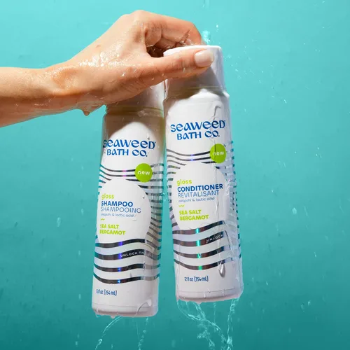 Vista 5 de Seaweed Bath Co. Acondicionador brillante, aroma a bergamota de sal marina, 12 onzas, algas cosechadas de forma sostenible, Awapuhi, ácido láctico