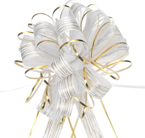 Vista 13 de MECCANIXITY 20 lazos grandes de organza de 7 pulgadas para envolver regalos, cintas de organza color negro para cestas de boda, regalos de fiesta