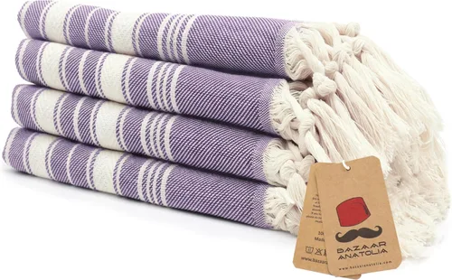 Vista 46 de Bazaar Anatolia Toallas de mano – Juego de 4 39 x 19 pulgadas – Toalla de mano turca a rayas para baño, 100% algodón, cocina, cara, cabello, té