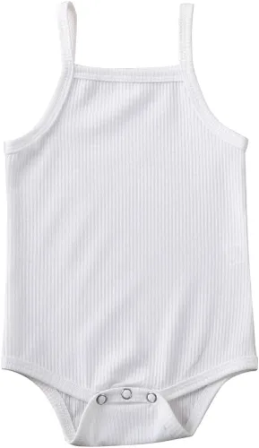 Vista 20 de Mameluco para bebé niña y niño, mono liso de una pieza, sin mangas, ropa de bebé de una pieza, trajes de verano beige (A-Beige)
