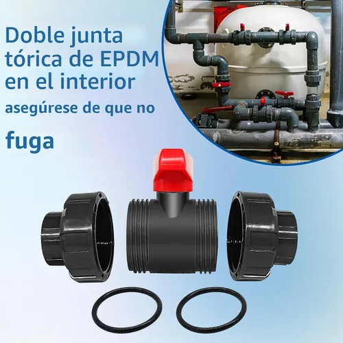 Vista 5 de Boltigen 1" PVC True Union válvula de bola, válvula de cierre de puerto completo