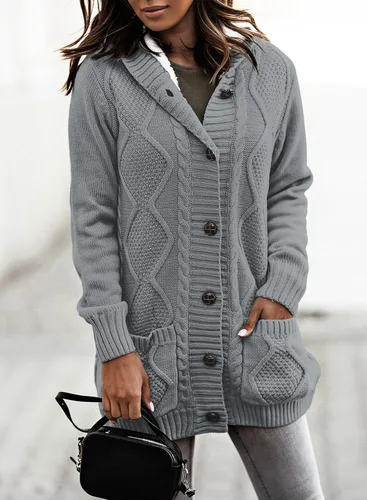 Vista 3 de Sidefeel - Suéter con forro polar con capucha para mujer, abrigo de invierno con botones