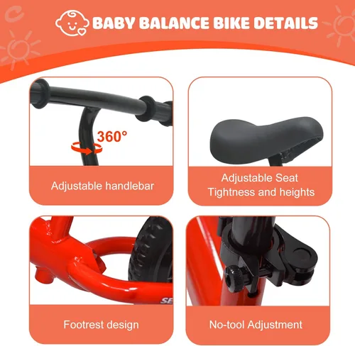 Vista 5 de Sejoy Bicicleta de equilibrio para bebés de 1 año, bicicleta de equilibrio ajustable para niños de 10 a 36 meses, bicicleta de equilibrio para bebés