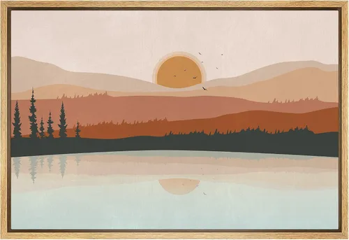 Vista 36 de SIGNFORD Impresión en Lienzo Enmarcado Arte de Pared Luna de Medianoche Cactus Desierto Duna Naturaleza Vida Silvestre Ilustraciones Decorativas