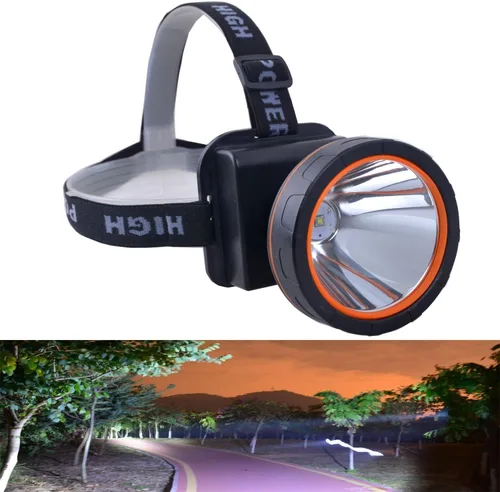 Vista 4 de linterna delantera LED recargable para exteriores, linterna brillante para acampar, cazar y pesca