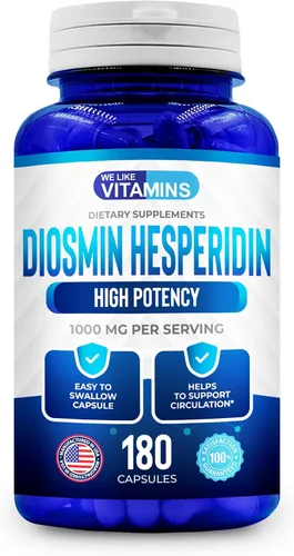 Vista 2 de We Like Vitamins Diosmina Hesperidina 1000 mg – 180 cápsulas – Suministro para 90 días – Suplemento de diosmina y hesperidina – Ayuda a apoyar