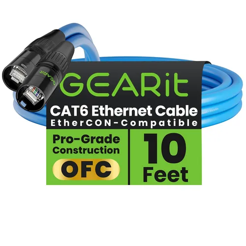 Vista 8 de GEARit Cable Ethercon CAT6 blindado (3 pies) de audio profesional e iluminación RJ45 EtherCON Cable compatible con EtherCON para estudio, escenario