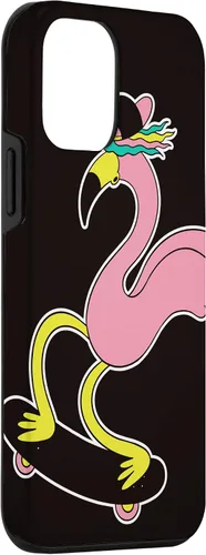 Vista 3 de iPhone 12 Mini Flamingo Skater Skateboard Tropical Funny Animal Lover Estuche de regalo