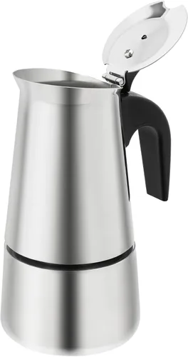 Vista 2 de Moka Pot - Cafetera de acero inoxidable, cafetera de café italiano, 6.8 fl oz/7 oz/4 tazas con estufa eléctrica (4 tazas)