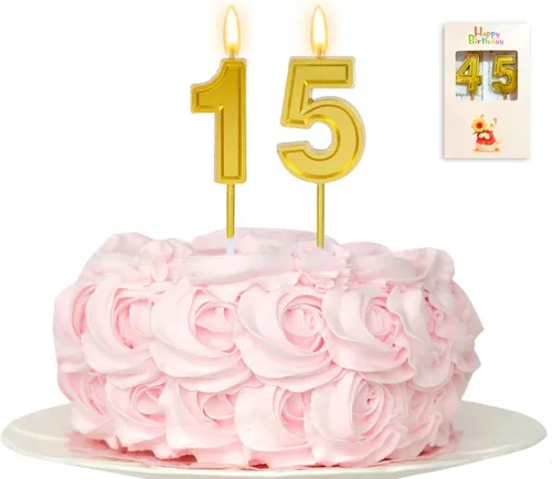 Vista 19 de Vela de 10 cumpleaños número 10, vela dorada de 10 cumpleaños niño niña décimo pastel para cumpleaños de diez años, boda, aniversario, fiesta