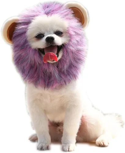 Vista 5 de Gorro para mascotas, 2 unidades para perro y melena de león para Halloween, disfraz de cosplay ajustable, gato y león para gatos, cachorros, perros