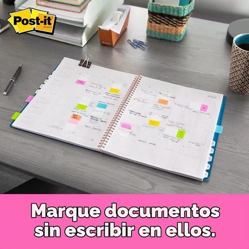 Vista 5 de Post-it Banderas, 1 x 1.7 pulgadas, multicolor, 4 dispensadores, 50 banderas/dispensador