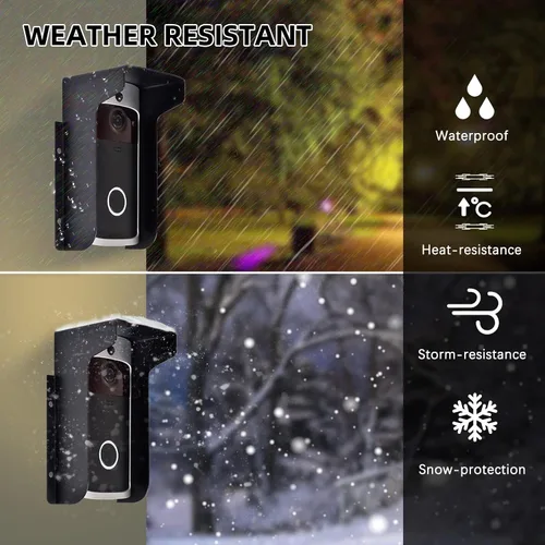 Vista 2 de Cubierta de lluvia para timbre de puerta, antirreflejos, de acero, con bloqueo de clima, protección solar para la mayoría de timbres de video