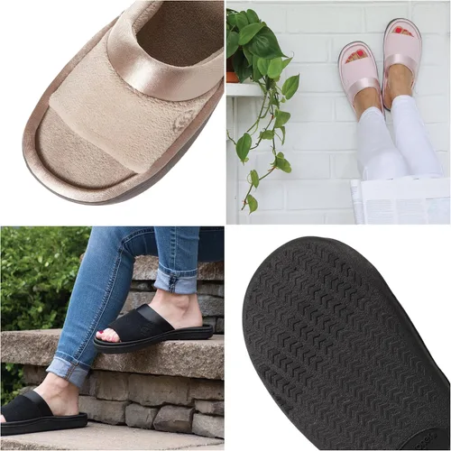 Vista 5 de isotoner Pantuflas de microterry suaves para mujer, con ribete satinado y plantilla cómoda