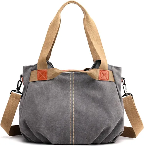 Vista 8 de FANDARE Bolso bandolera de lona para mujer, estilo vintage, bandolera