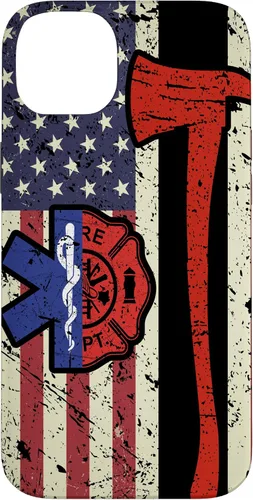 Vista 15 de Funda para iPhone 16 EMT Firefighter American Flag Patriot Paramedic Firefighter